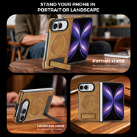 Étui de téléphone pour iPhone Duo avec support magnétique, charge sans fil, finition givrée, aspect luxueux en simili cuir