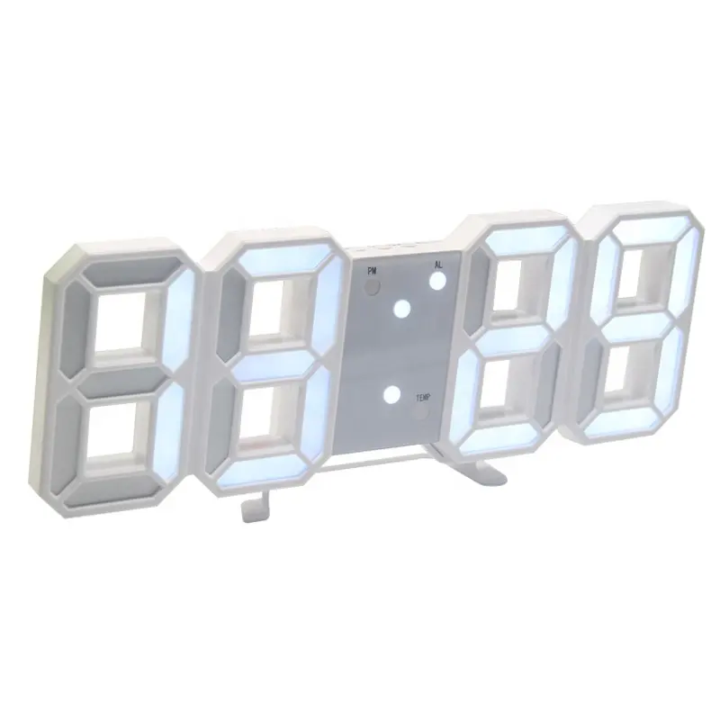 Moderne Smart 3D Led Tafel Wandklok Nachtlampje Horloge Wekker Voor Magazijn Kantoor Woonkamer 12/24H helderheid Aan Te Passen