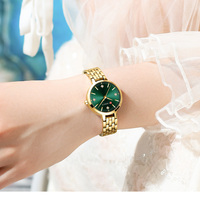 CURREN 9106 jam tangan Quartz wanita, atasan bercahaya tangan santai baja tahan karat tahan air 3ATM untuk wanita