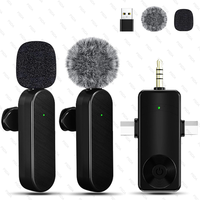Microphone Lavalier Sans Fil 3-en-1 pour iPhone, Caméra 3,5 mm, Radio, Enregistrement en Direct, Réduction du Bruit, Mini Microphone USB-C Android