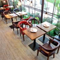 Table et chaise de salle à manger en bois massif de style rétro bistro industriel pour café, restaurant de barbecue, restaurant à thème occidental