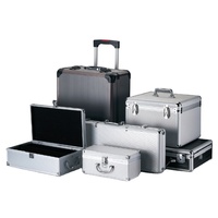 Boîte de transport professionnelle en aluminium NINGBO EVEREST, noire, avec boutons, pour cartes classées, avec mousse personnalisée