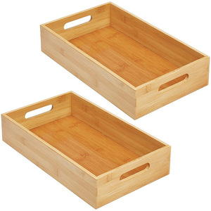 Boîte de rangement en bambou, plateau à fruits, couleur bois naturel, organisateur de bureau, taille personnalisable - Product Image 4