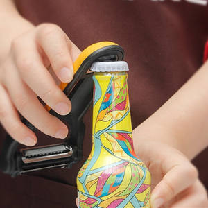 Profesyonel mutfak aletleri 3 in 1 paslanmaz çelik keskin bıçak mutfak dilimleyici meyve soyma sebze soyma makineleri şişe açacağı - Product Image 6