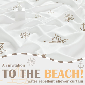 Tan and White <strong>Nautical</strong> Simple Fabric Shower <strong>Curtain</strong> Ocean Theme Sailboat Water Repellent Waterproof Shower <strong>Curtains</strong> for Bathroom - Product Image 6
