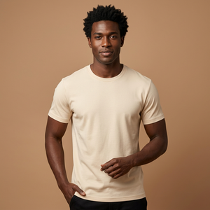 Camiseta de Cuello Redondo para Hombre, 100% Algodón, Corte Regular, Color Sólido, Informal, Manga Corta, Diseño Liso - Product Image 1