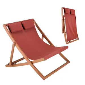 Tragbare Relax Chaiselongue Sea Beach Lounge Stühle Moderne Freizeit Klapp Leinwand Holz Doppel Person Kissen Rasen Sling Liegestuhl