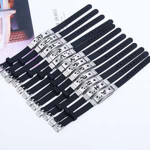 Go Party Fashion Brazalete de acero inoxidable y silicona 12 Brazaletes del horóscopo para parejas y amigos Gran idea de regalo - Product Image 4