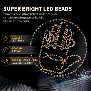 Nouvelles 8 versions de lumières LED amusantes pour vitre de voiture, avec télécommande, motif gestuel du doigt d'honneur, <span class=keywords><strong>Flik</strong></span> Me - Product Image 4