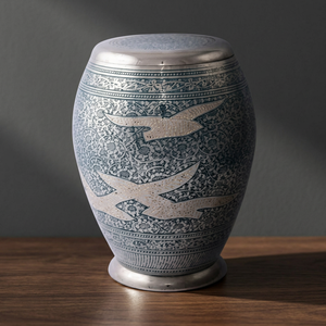 Aluminium Modern Handmade Silver Cremation Urn Adult Human Ashes <b>Memorial</b> <b>Keepsake</b> Decorative Floor Vase Portable Durable 220 - Product Image 1