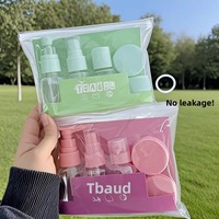 Ensemble de 6 flacons de voyage portables de 30 ml, flacons à pompe pour liquides cosmétiques rechargeables, kit avec sac de toilette transparent pour avion