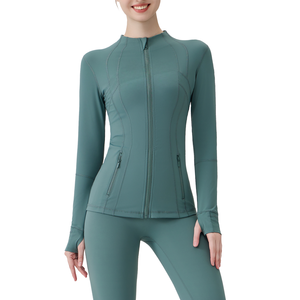 Conjunto de Chaqueta Deportiva de Yoga para Mujer con Cremallera Completa, Manga Larga, Elástica, para Correr, Gimnasio y Fitness, Tops de Yoga - Envío desde Almacén de EE. UU. - Product Image 1