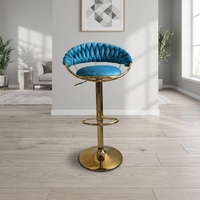 Chaise de bar pivotante réglable en tissu et cuir, avec structure en fer, design moderne pour salon