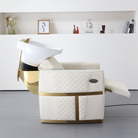 Ensemble moderne de fauteuil et bac à shampoing pour salon de beauté et barbier, fauteuil inclinable pour lavage de cheveux