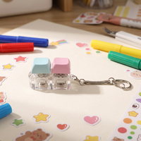 Porte-clés LED sonore personnalisé Anime, carré, mignon, en acrylique, avec bouton-pression anti-stress, étanche, en plastique, cadeau