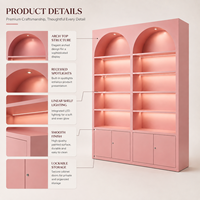 Étagère à livres moderne de grande taille, à arche, éclairée par LED, unité d'affichage pour magasin de détail commercial, armoire de rangement en métal thermolaqué