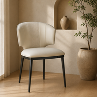 Chaise de salle à manger moderne en acier gris, pieds en acier au carbone, simili cuir, dossier incurvé, pour hôtel et restaurant