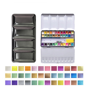Secolorart-Pintura de acuarela con purpurina, 36 colores metálicos, pintura de acuarela en media sartén - Product Image 6