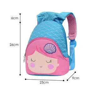 Bsci sedex fabricante bolsa de mão, desenhos animados, escola, para meninas, sereia, crianças