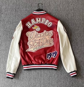 Giacca Bomber da <span class=keywords><strong>Uomo</strong></span> Personalizzata Stile Hip Hop, Cappotto Corto Largo in Ecopelle PU, Uniforme da Baseball, Fornitura ODM - Product Image 2