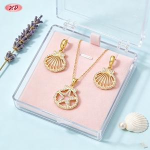 Parures de bijoux fantaisie Hengdian plaqué or 18 carats avec coquillages et étoiles de mer, zircon AAA, vente en gros pour femmes – Idéales pour l'été, la plage et les rendez-vous - Product Image 6
