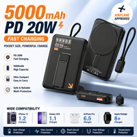 Nouvelle batterie externe magnétique sans fil 5000 mAh 2026 avec charge rapide PD20W, câble et support de téléphone pour tous les smartphones