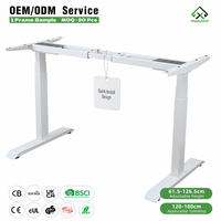 Bureau debout à double moteur, capacité de charge 120 kg, installation rapide, hauteur réglable de 61,5 à 126,5 cm, vitesse de 40 mm/s