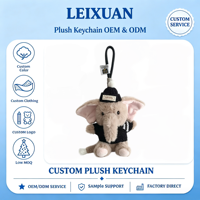 Porte-clés en peluche éléphant mignon avec bonnet tricoté, jouet en peluche doux, breloque de sac, pendentif éléphant pour cadeau de vacances