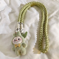 Cute White Labubu Doll Outdoor Travel Mobile Phone Straps Universal Female Accessories with Hanging Chain Lanyard Bag