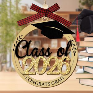 Ornamento in Legno per Laurea 2026, Decorazione Personalizzata con Cappello da Laureato, Regalo Decorativo in Legno Tagliato al Laser - Product Image 6