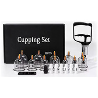 Kit de ventouses OEM avec logo FBA et marque privée pour la thérapie par massage, ensemble avec pompe et 12 ventouses pour la physiothérapie et le massage