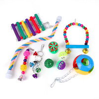 Lot de 10 jouets pour oiseaux de compagnie Cage suspendue balançoire pont arc-en-ciel perroquet ensemble de jouets fournitures