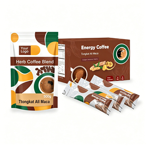 Custom Logo Tongkat Ali Maca Herbal Energy Coffee Instant Herb Maca Coffee Blend for Daily Vitality Support - Product Image 1