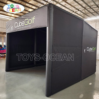 Tente de simulateur de golf gonflable portable commerciale avec écran de projection à impact, enclos d'entraînement de golf pour la location d'événements de club