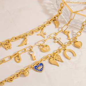 Zoryn Personalized Waterproof 18K Stainless Steel Pendant and Bracelet Set Handmade Trendy <b>Charm</b> for Anniversary Style Fashion - Product Image 1