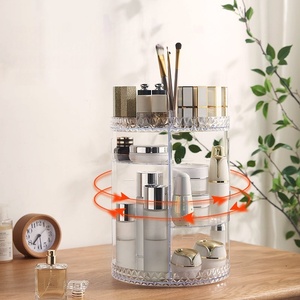 360 Rotating Acrylic <b>Makeup</b> Organizer Cosmetic Storage <b>Box</b> for Skincare Lipstick & More - Perfect for Dorms & Bathroom Vanity - Product Image 2