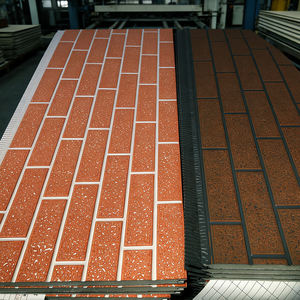 Vente en gros <span class=keywords><strong>de</strong></span> panneaux décoratifs en aluminium et <span class=keywords><strong>bois</strong></span> <span class=keywords><strong>de</strong></span> haute qualité, imperméables, ignifuges, écologiques, à motif <span class=keywords><strong>de</strong></span> briques sculptées, en PU/PIR, pour villas - Product Image 1