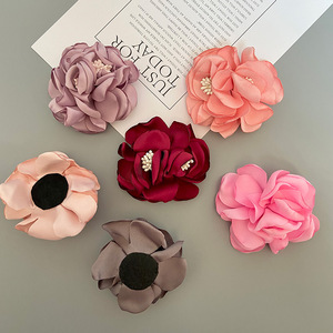 Accessoires en tissu, fleurs 3D en forme de rose, 7 cm, faits à la main, pour cheveux, chaussures, sacs, vêtements, décorations - Product Image 3