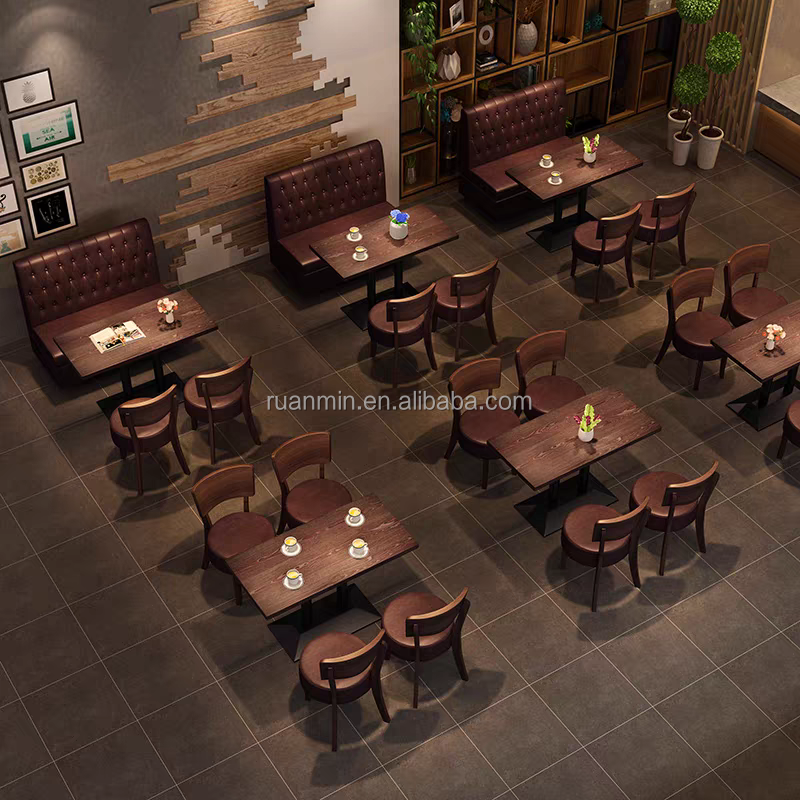 Hot Selling Modern Industrial Style Commercial Bar Table Chair Set Cafe  Shop PU Booth Clear Sofa Theme for Restaurant Dining