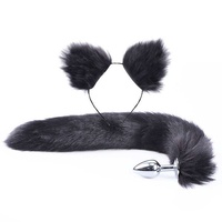 Ensemble d'accessoires de bondage : Collier en cuir, bandeau, plug anal, queue de renard pour cosplay BDSM, l'article préféré des couples, accessoire adorable