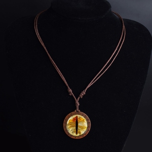 Collier Œil de <span class=keywords><strong>Loup</strong></span>, Pendentif Œil de Dragon, Œil d'Animal Fantastique, Collier en Bois, Cordon en Cuir Ciré, Bijoux Tressés - Product Image 3