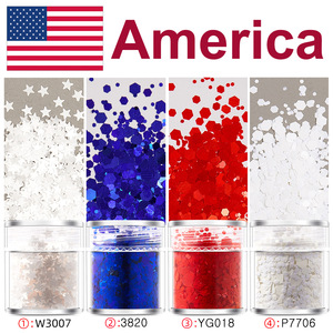 Set de Polvo Acrílico Cromado Espejo con Lentejuelas y Purpurina de Colores Mezclados para Decoración de Uñas con Diseño de Bandera de Fútbol para Fiestas - Product Image 4