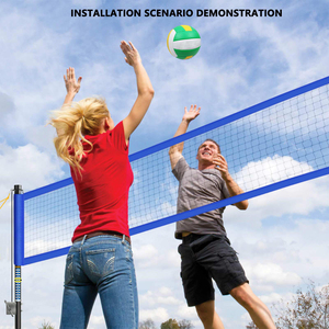 Ensemble de filet de <span class=keywords><strong>volley</strong></span>-ball professionnel robuste pour extérieur avec système anti-affaissement en acier et <span class=keywords><strong>poteaux</strong></span> réglables en aluminium pour jardin/plage - Product Image 5