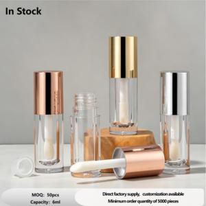 En Stock: Tubos de Brillo Labial Transparentes Dorados/Plateados de 6ml, Envases Vacíos para Brillo Labial, Contenedor de Bálsamo Labial de Lujo Summer <span class=keywords><strong>Fridays</strong></span> - Product Image 1