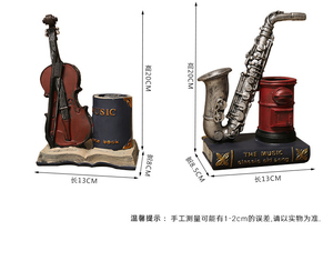 Vente en gros de stylo conteneur en résine vintage personnalisé porte-crayon de bureau au design unique Statuette modèle de saxophone <span class=keywords><strong>violon</strong></span> Style mignon - Product Image 4