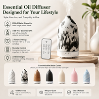 Diffuseur d'arômes électrique ultrasonique de luxe en résine USB 200 ml pour huiles essentielles
