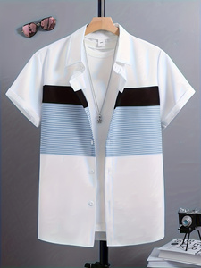 <span class=keywords><strong>Chemise</strong></span> à manches courtes pour garçon, tendance, imprimé à <span class=keywords><strong>carreaux</strong></span>, nouvelle collection, haut polyvalent - Product Image 4