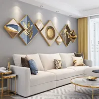 Peintures au diamant de style japonais, cadre en aluminium motivant, peinture sur toile en porcelaine décorative et art mural pour le salon