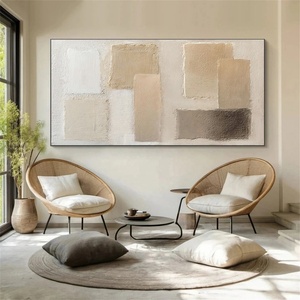 Minimaliste Beige Arche Toile Mur Art Wabi Sabi Texture Peinture À L'huile À La Main Encadrée peinture à l'huile Art Déco pour chambre d'hôtel - Product Image 3