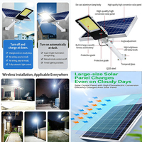 Farola Solar Inteligente de 300W, IP67 Impermeable, Control Remoto, Sensor de Anochecer al Amanecer, Lámpara LED para Exteriores, Certificación CE RoHS, Garantía de 5 Años